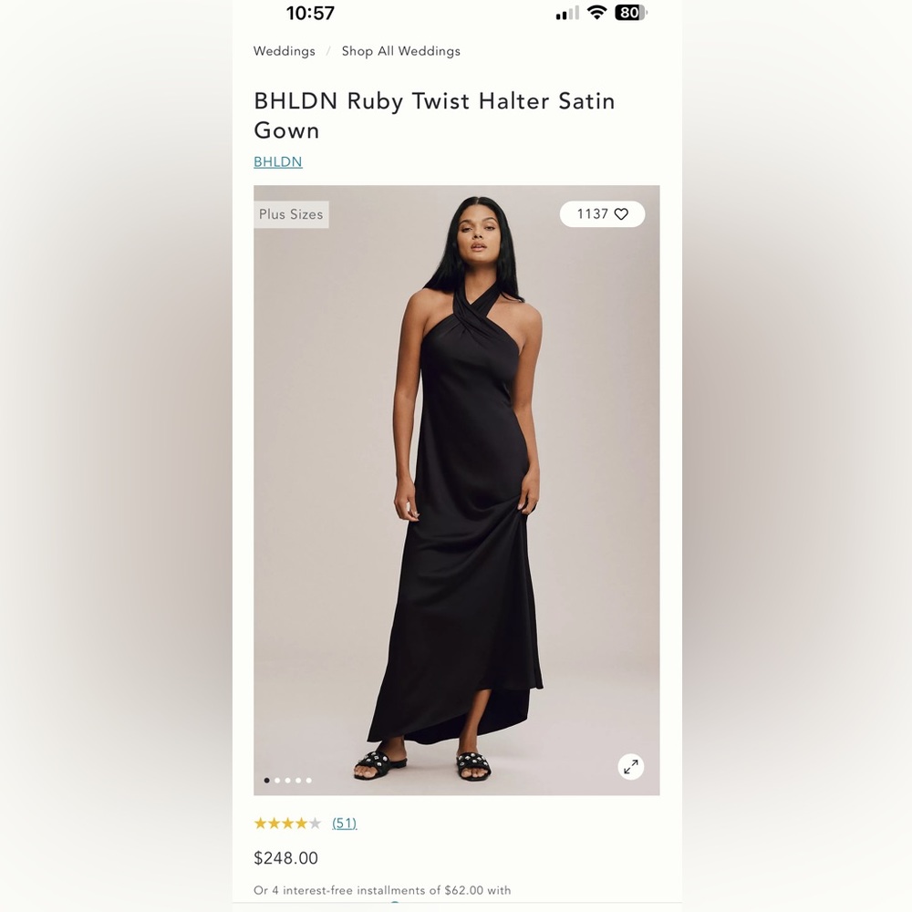 BHLDN Size 8 Black, Halter, Maxi Dress